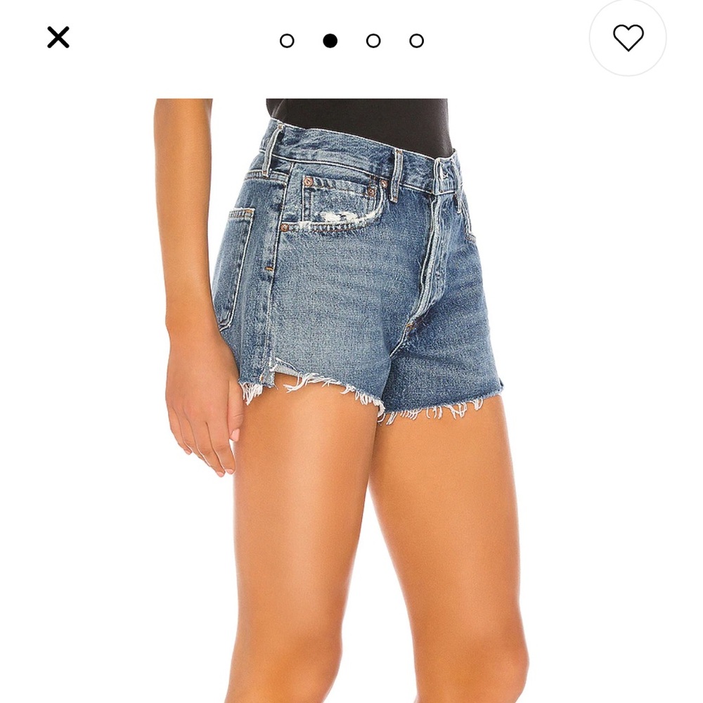 Agolde Blue Denim High-Rise Cutoff Jean Shorts